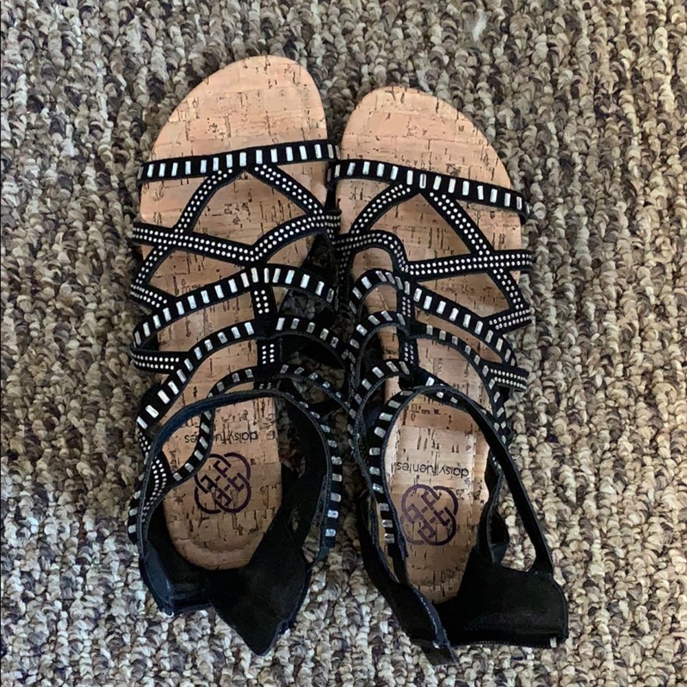 Really nice black sandals with rhinestones